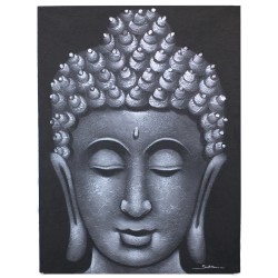 Cuadro de Buda - Detalle de Brocado en Gris