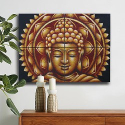 Detalle de Brocado de Mandala de Buda Dorado30x40cm x 4