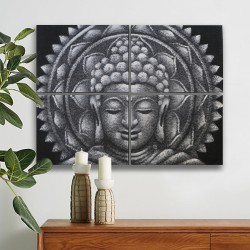 Buda cinzento Mandala Brocado Detalhe Brocado 30x40cm x 4