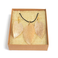 Conjunto de colar e brincos - Value Leaf - Ouro
