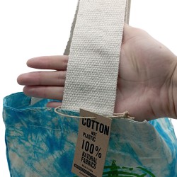 Bolsas de Algodón "Tie Dye" (170g) - 38x42x12cm - Concha Marina - Azul y verde - Asa Verde
