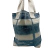 Bolsa de Algodon Natural con Diseño "Tie Dye" (220g)- 38x42x12cm - Rectángulos Grises - Asa Natural
