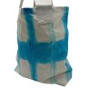 Bolsa de Algodon Natural con Diseño "Tie Dye" (220g)- 38x42x12cm - Rectángulos Celestes - Asa Natural