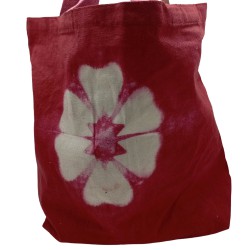 Saco de algodão natural Tie Dye (220g)- 38x42x12cm - Flor castanha - Alça cor-de-rosa