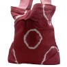 Saco de algodão natural com desenho Tie Dye (220g)- 38x42x12cm - Anéis castanhos - Alça cor-de-rosa