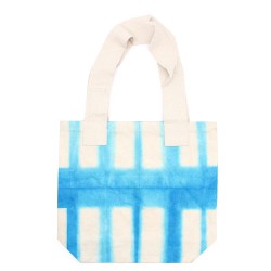 Saco de algodão natural Tie Dye (220g)- 38x42x12cm - Rectângulos azuis claros - Alça...