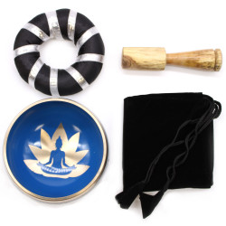 Juego de Cuenco Tibetano - Movimientos de Yoga - Blanco/Azul 10,7 cm
