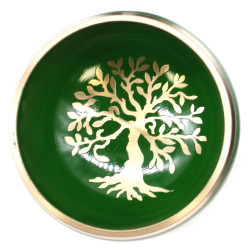 Conjunto de taças tibetanas - Árvore da Vida - Verde 10,7 cm