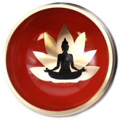 Juego de Cuenco Tibetano - Buda - Negro/Naranja 10,7 cm
