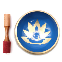 Juego de Cuenco Tibetano Lrg - Movimiento de Yoga - Blanco/Azul 14cm