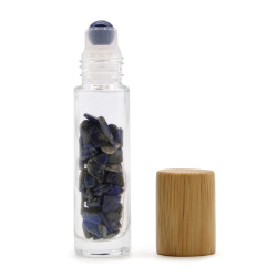 Botella de rodillo de aceite esencial de piedras preciosas - Sodalita - Tapa de madera