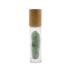 Botella de rodillo de aceite esencial de piedras preciosas - Aventurina - Tapa de madera