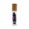 Botella de rodillo de aceite esencial de piedras preciosas - Amatista - Tapa de madera