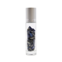 Botella de rodillo de aceite esencial de piedras preciosas - Sodalita - Tapa plateada