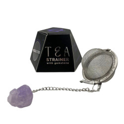 Coador de chá em cristal bruto com pedras preciosas - Aglomerado de ametista