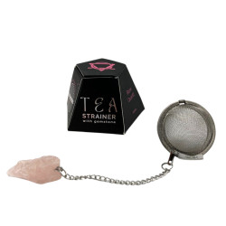 Coador de chá de pedra preciosa em cristal bruto - Quartzo rosa