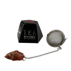 Coador de chá de pedra preciosa em cristal bruto - Jaspe vermelho