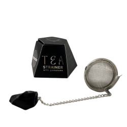 Coador de chá em pedra preciosa de cristal bruto - Obsidiana preta
