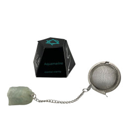Coador de chá de pedra preciosa em cristal bruto - Água-marinha