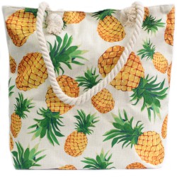 Saco de compras com pega de corda - ananases tropicais