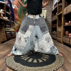 Pantalones de yoga y festival - Aladdin Himalayan Print en gris