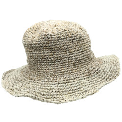Chapéu de festival boho em cânhamo e algodão tecido à mão - Natural