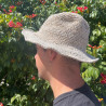 Sombrero de festival boho de cáñamo y algodón tejido a mano - Natural
