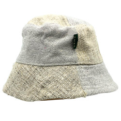 Chapéu de festival boho de cânhamo e algodão com remendos - Natural