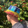 Sombrero de festival boho de cáñamo y algodón con parches - Tiedye