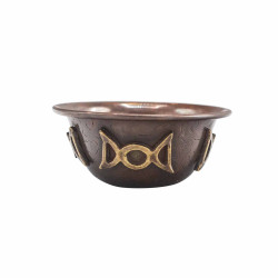 Taça de cobre para rituais antigos com lua tripla 8x4 cm