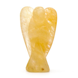 Anjo de pedra preciosa esculpido à mão - Aventurina amarela