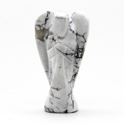 Anjo de pedra preciosa esculpido à mão - Howlite branca