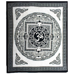 Colcha dupla de algodão + tapeçaria de parede - Mono - OM Mandala