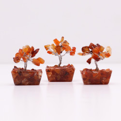 Mini árbol de piedras preciosas sobre base de orgonita - Cornalina (15 piedras)