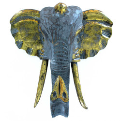 Cabeça de elefante grande - dourada e cinzenta