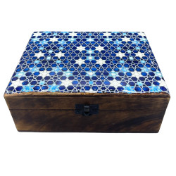 Caixa grande em cerâmica esmaltada - 20x15x7.5cm - Blue Stars