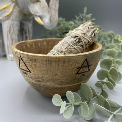 Taça de madeira para oferendas e rituais - Os Quatro Elementos - 11x7cm