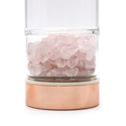 Botella de cristal para te  - oro rosa - Cuarzo rosa