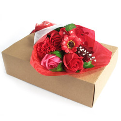 Bouquet flores jabón en caja - rojo