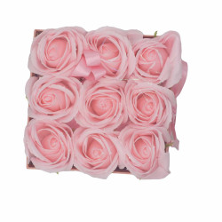 Caja de Regalo - Flor de Jabón  9 Rosas Rosas - cuadrado