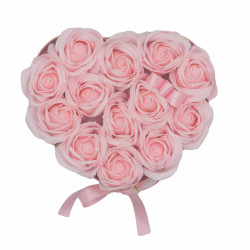 Caja de Regalo - Flor de Jabón  13 Rosas Rosas - corazon