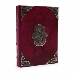 Libro Bronceado Rojo Fuerte - Decoracion Hamsa de zinc - 200 pag con bordes de cubierta...