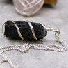 Collar de Piedras Preciosas Envueltas en Cascada - Ónix Negro en bruto