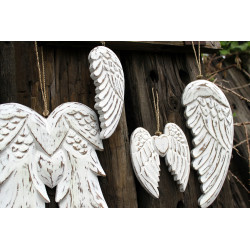 Doble alas de ángel y corazón hecho a mano - 15cm