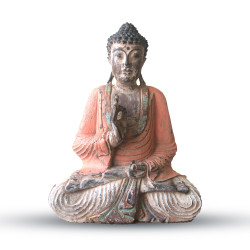 Estatua de Buda Vintage Naranja Tallada a Mano - 40cm - Transmisión de Enseñanza