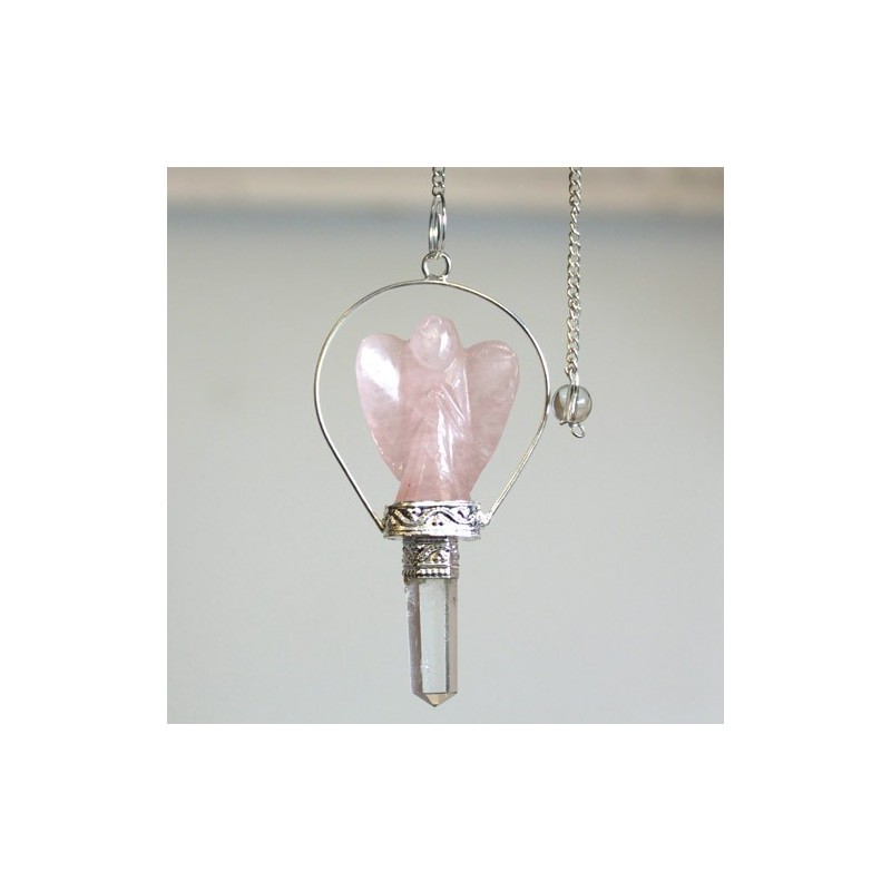 Pêndulo anjo quartzo rosa