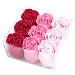 Conjunto de 9 flores de sabão - rosas cor-de-rosa