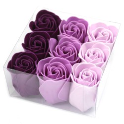 Conjunto de 9 flores de sabão - rosas de lavanda