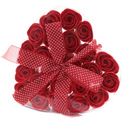 Conjunto de 24 flores de sabão - rosas vermelhas