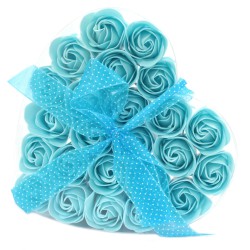 Conjunto de 24 flores de sabão - rosas azuis